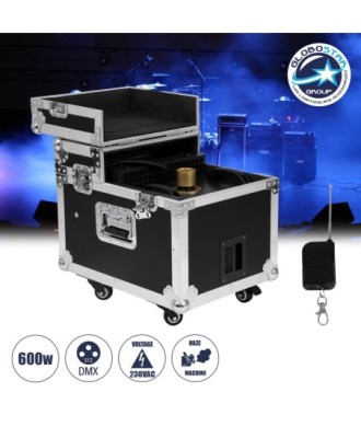 GloboStar® 51170 MERMAID Επαγγελματική Επιδαπέδια Μηχανή Double Haze Machine - Διπλού Εφέ Ομίχλης-Νέφωσης 600W AC 220V-240V DMX512 Display on Body & Ασύρματο Χειριστήριο σε Flight Case - Μαύρο - L49.5 x W38 x H45cm